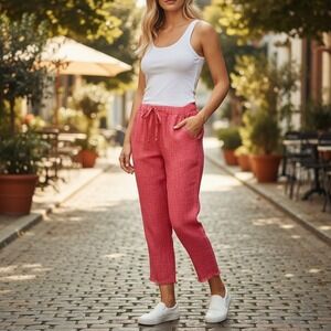 Jie's 1986 Pink 100% Linen Cropped Pants Made in Italy NWTG
